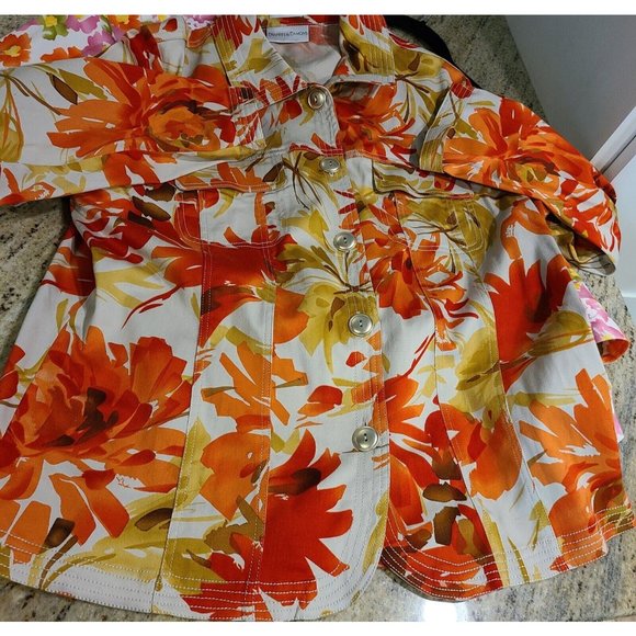 2~ Women's L Drapers & Damons Button Jackets Colorful Floral Stretch - Picture 4 of 11